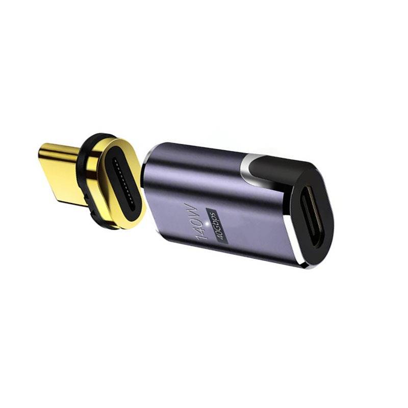 140W Magnetischer gerader Kopf USB-C Buchse auf USB-C Stecker Adapter