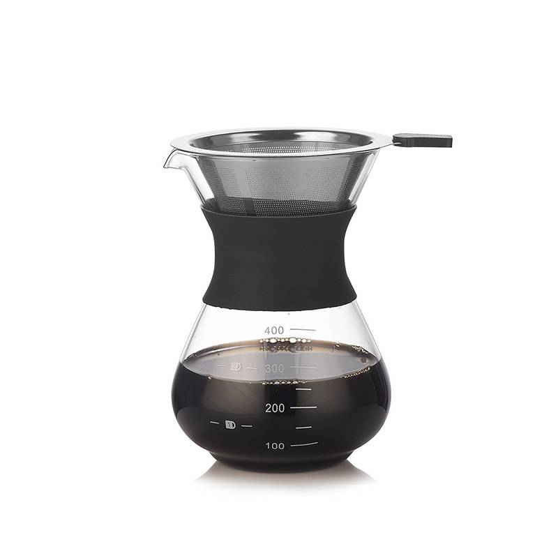 400ml Pour Over Kaffeebereiter mit Filter - Klares Glas