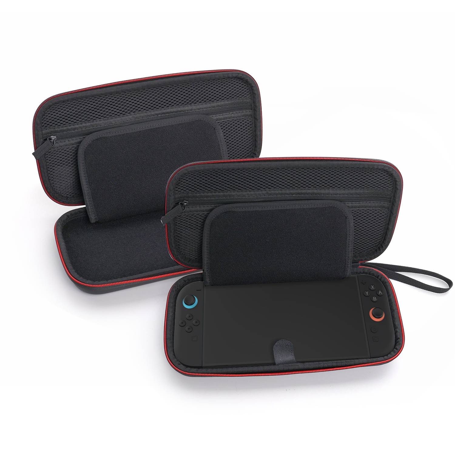 Schlanke schwarze PU-Tragetasche für SWITCH 2 mit Kartenhalter