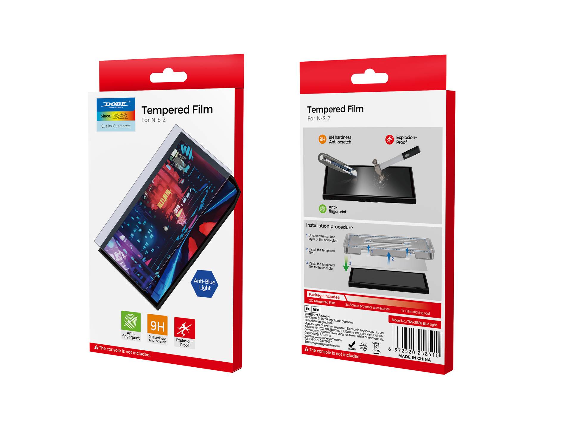 Blaulicht-Schutzfolie aus gehärtetem Glas für Switch 2
