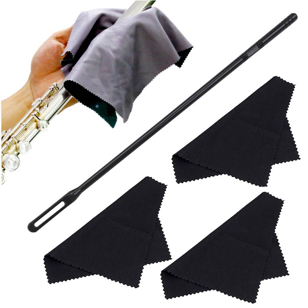 Flötenreinigungsset mit Reinigungsstab und Tuch Black