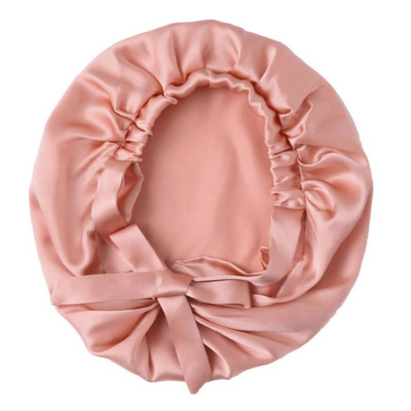 Schlafhaube aus 100 % Seide für Haarwachstum Pink