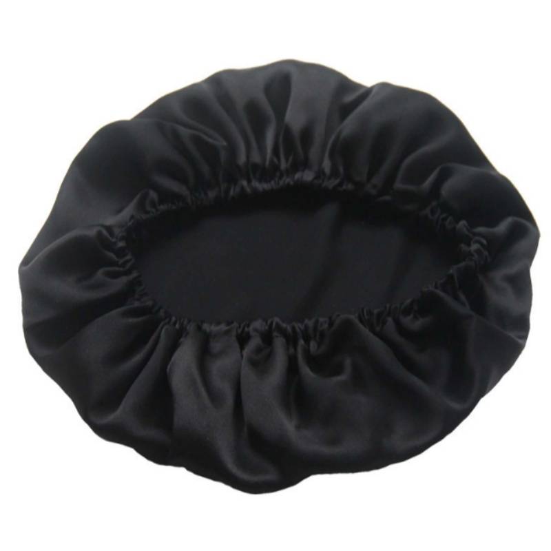 Schlafhaube aus Seide für langes Haar – Atmungsaktive Seidenhaube Black
