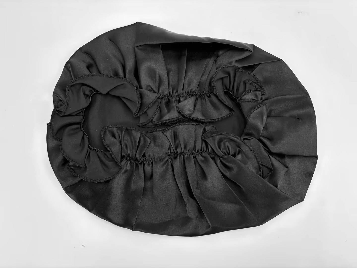 Schlafhaube aus Seide für langes Haar – Atmungsaktive Seidenhaube Black