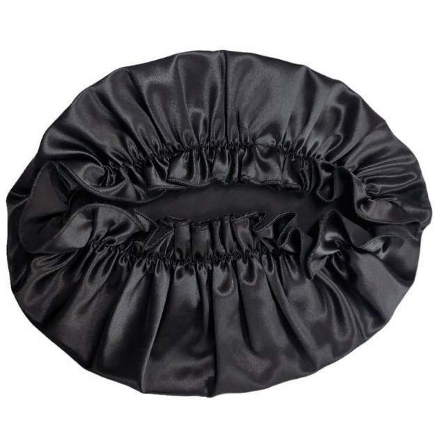 Luxuriöse 30 Momme Seiden-Schlafhaube für Damen Black