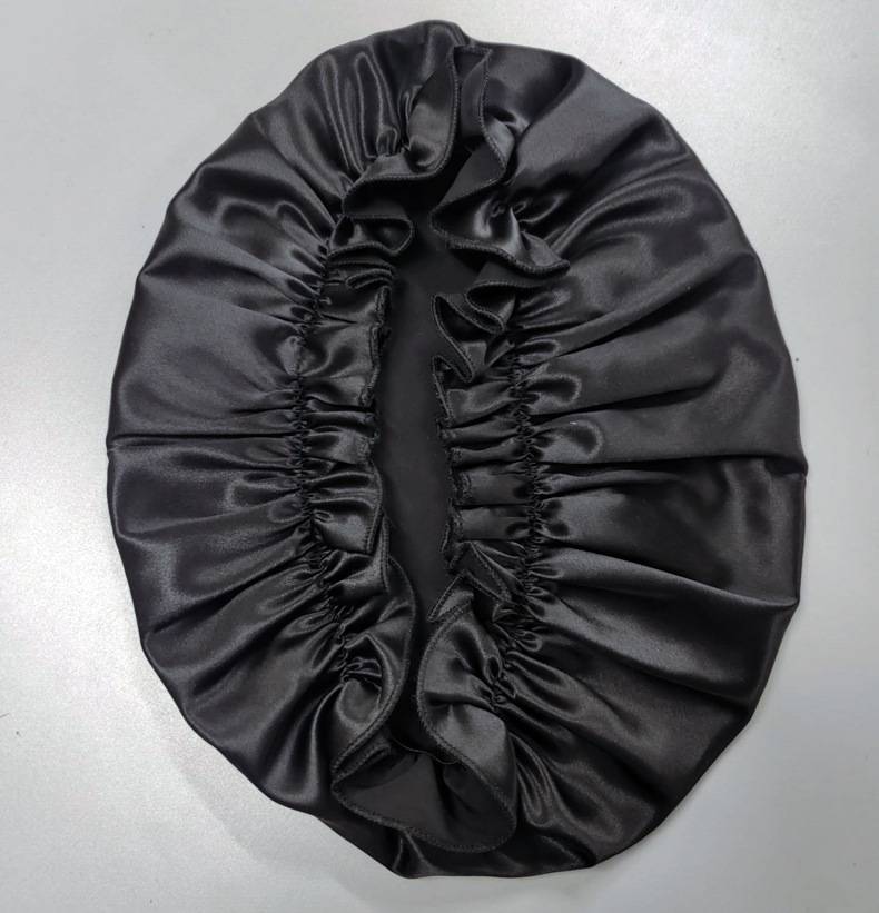 Luxuriöse 30 Momme Seiden-Schlafhaube für Damen Black