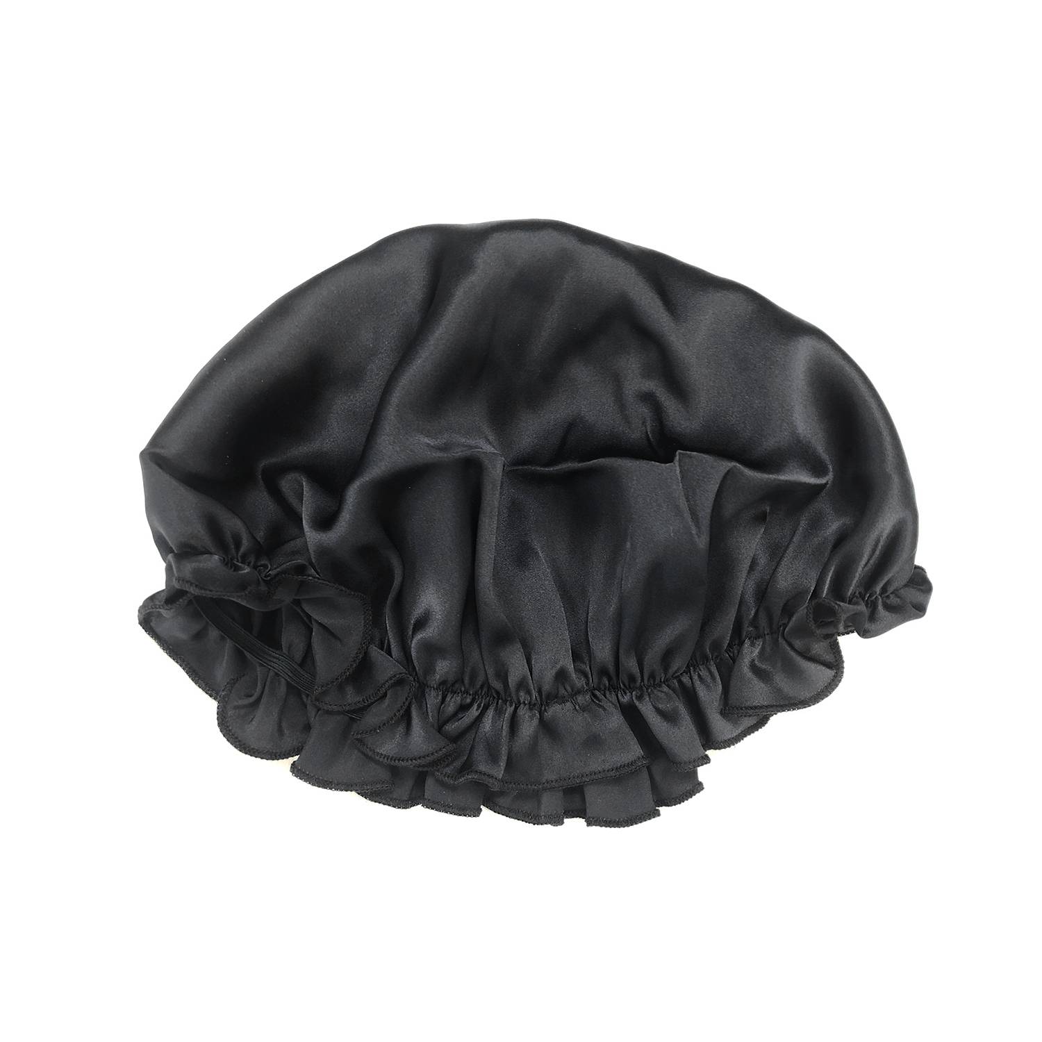 Luxuriöse 30 Momme Seiden-Schlafhaube für Damen Black
