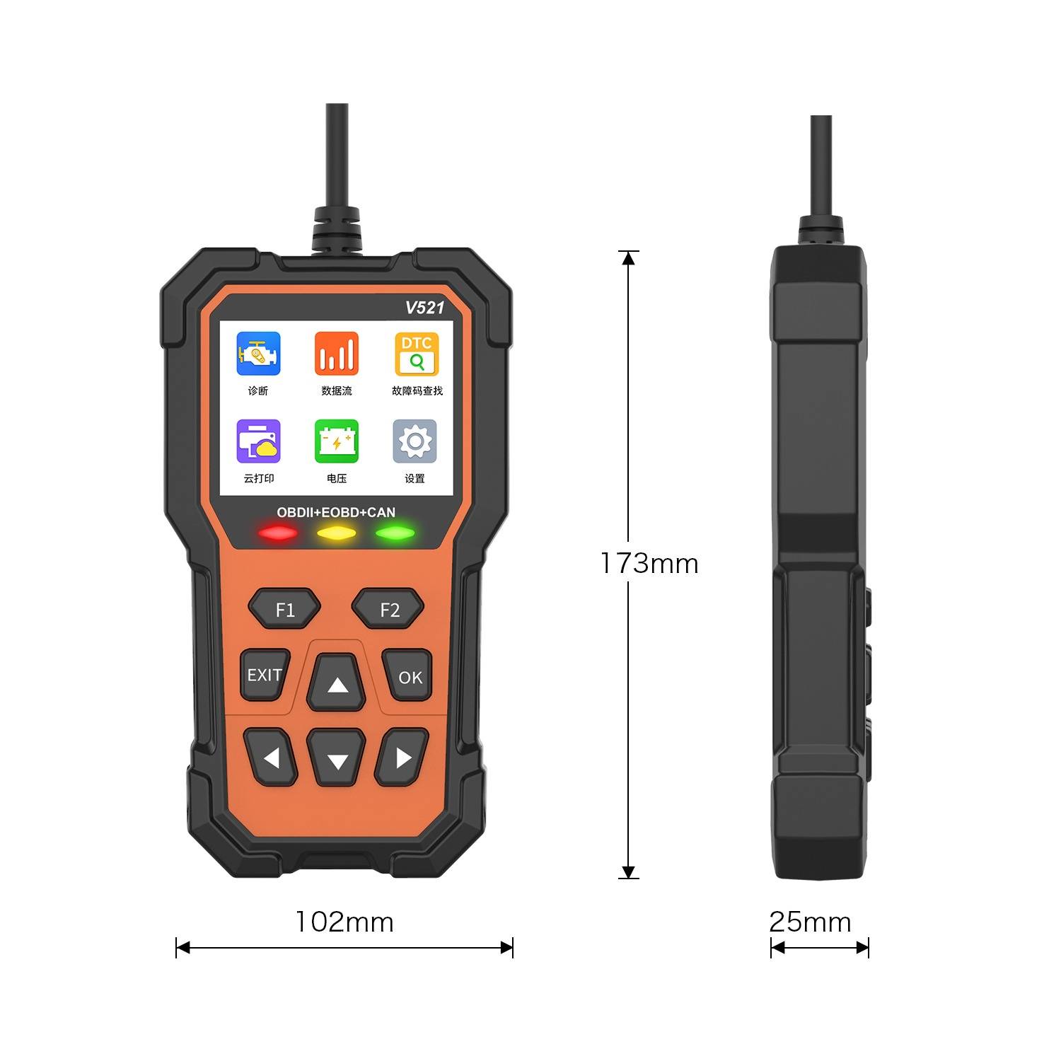 OBD2 Bluetooth Motor-Fehlerleser mit 2.8 inch Farbdisplay, Live-Daten, Freeze Frame und EVAP/O2-Tests
