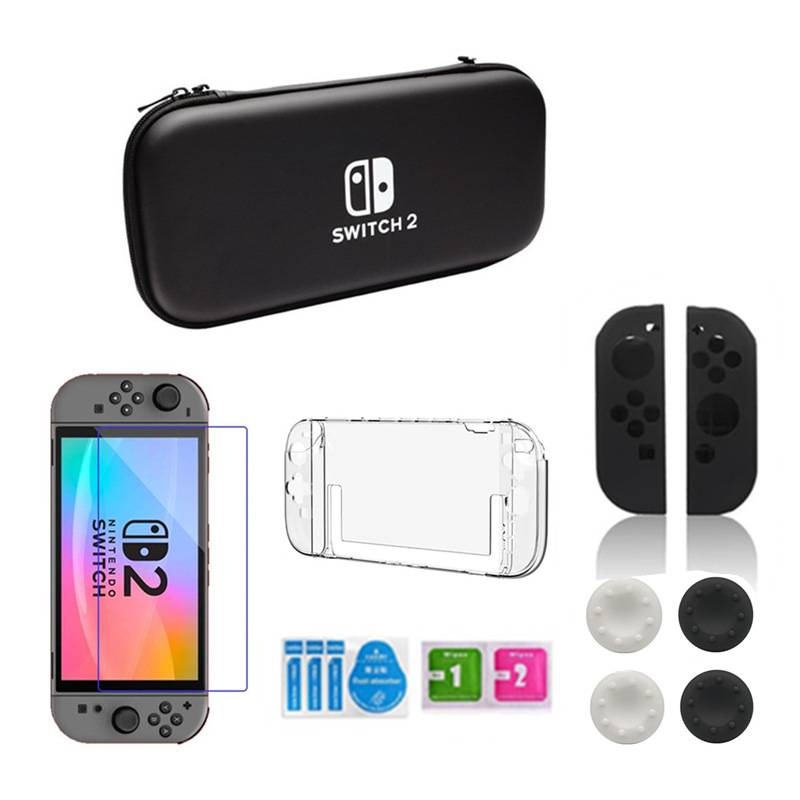 Switch2 Schwarzes Set: Schutzhülle & Zubehör-Bundle