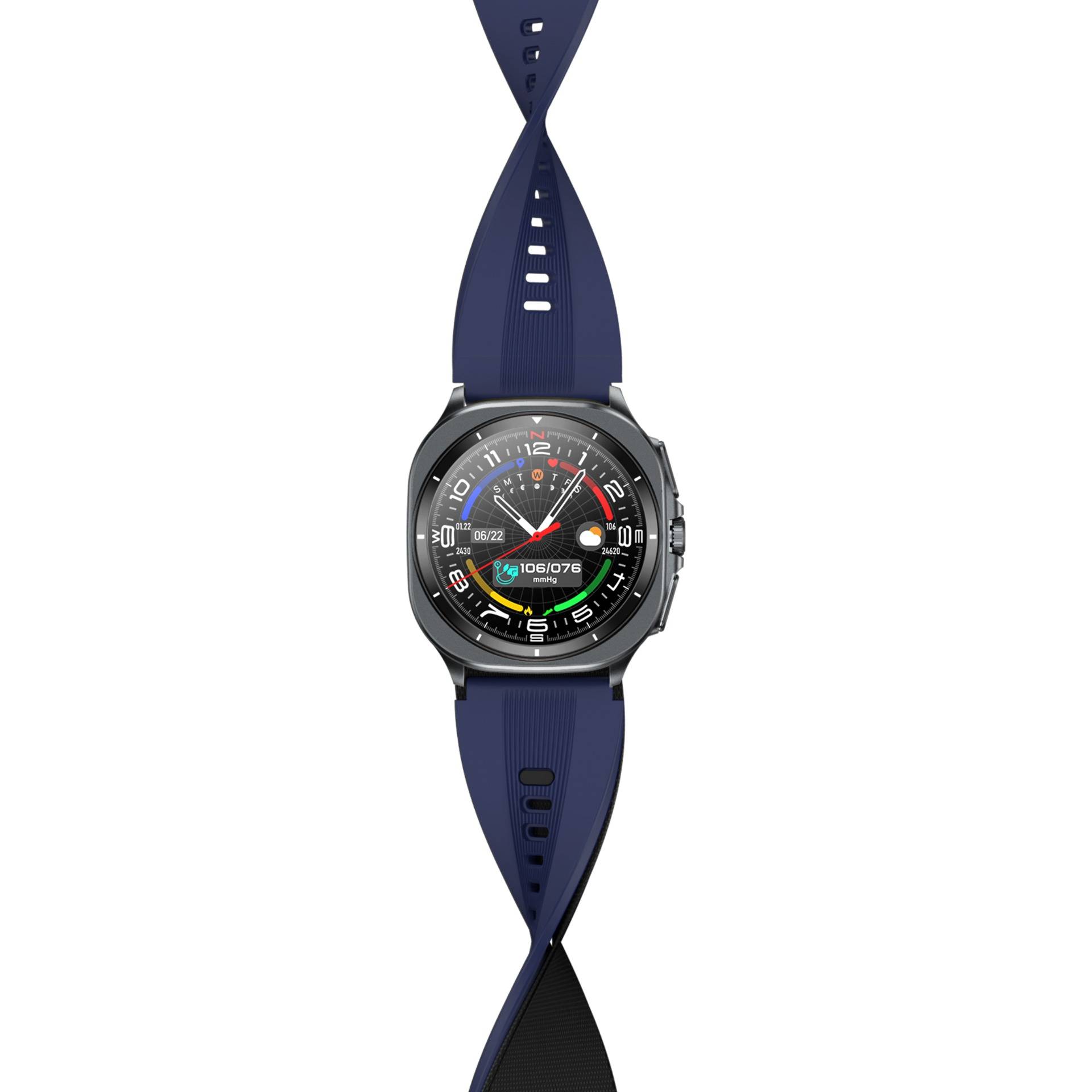 Smartwatch mit Luftpumpe, Blutdruckmessung, EKG und AMOLED-Display Blue