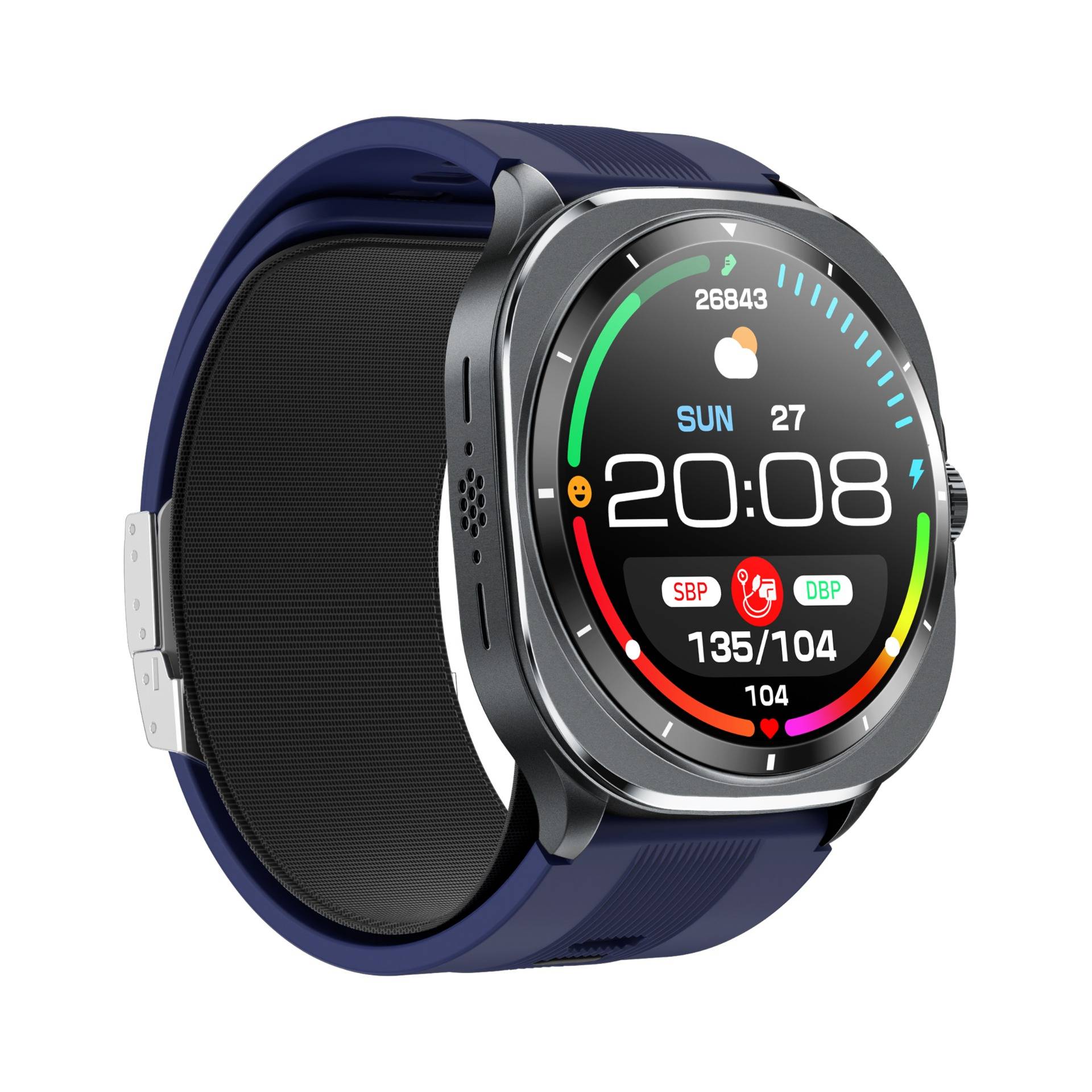 Smartwatch mit Luftpumpe, Blutdruckmessung, EKG und AMOLED-Display Blue
