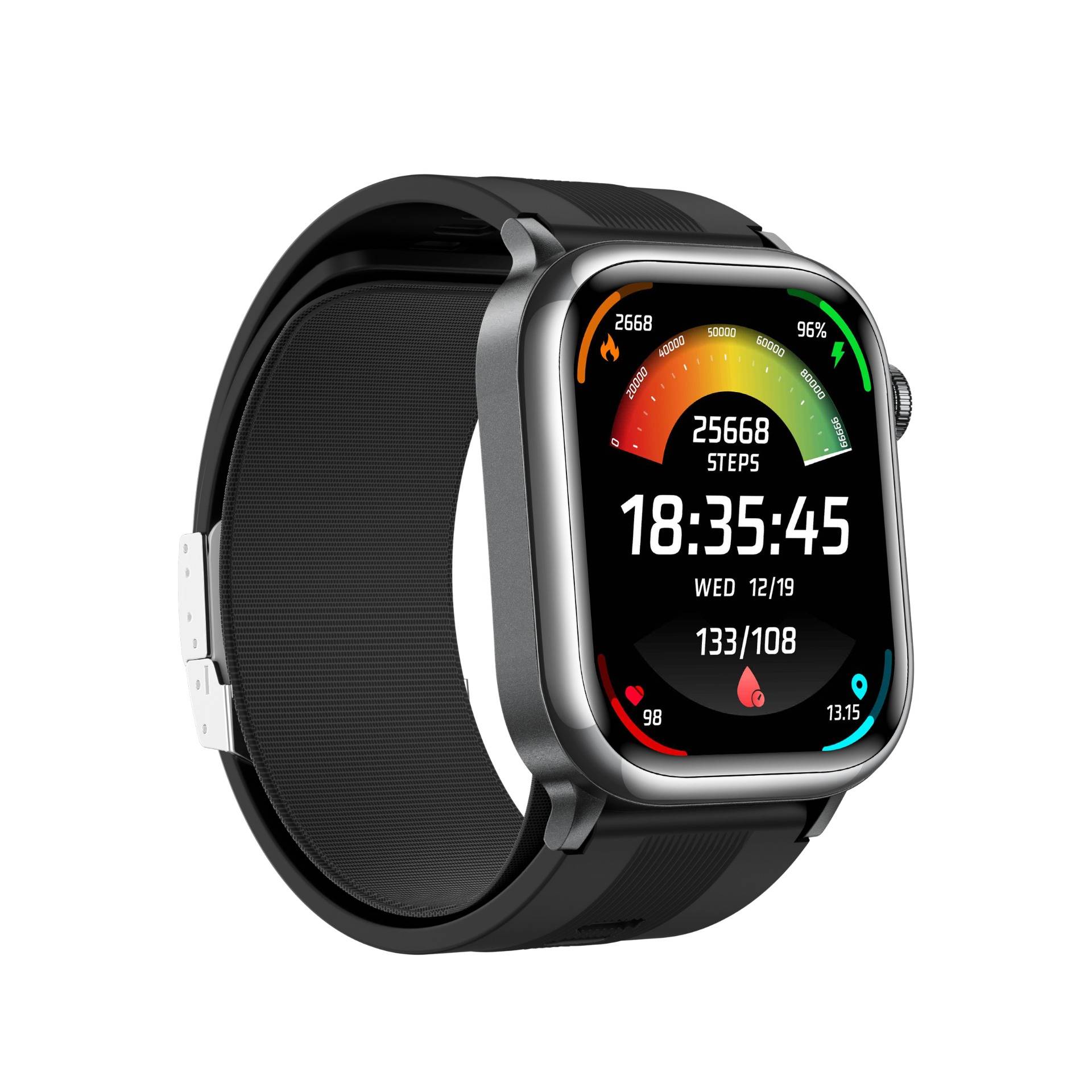 Smartwatch mit Luftpumpe, Blutdruck und EKG – Gesundheitsüberwachung und Bluetooth-Anruf Black