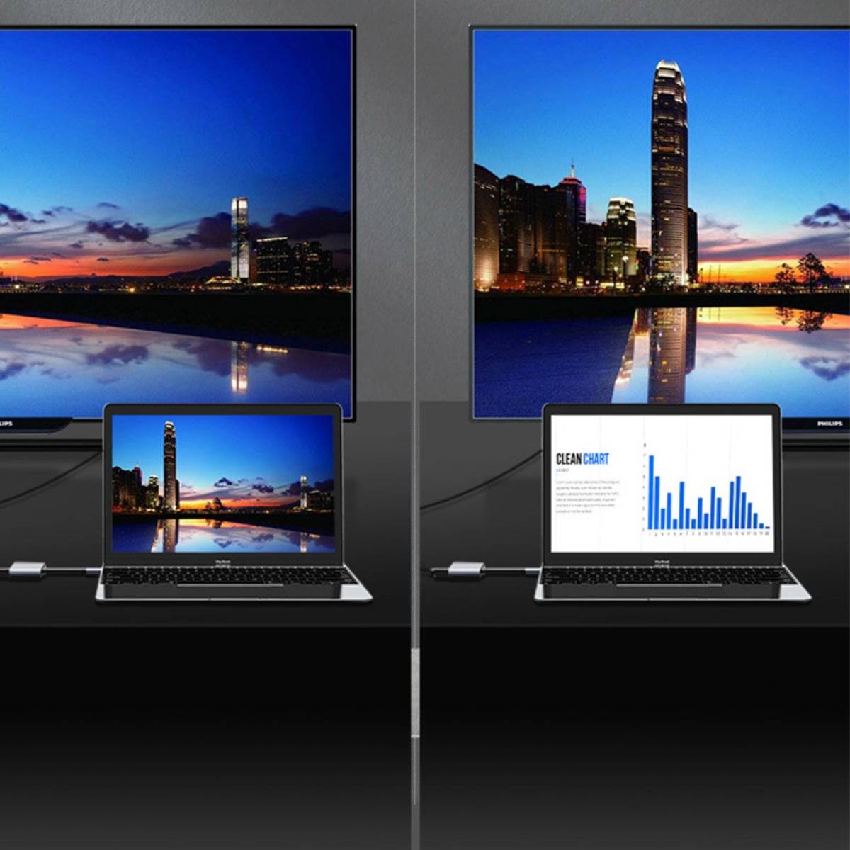 Typ-C-Hub 2-in-1: Dual-HDMI-Ausgang für reibungslose Verbindung