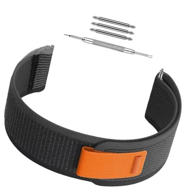 Garmin kompatibles Nylon-Uhrenarmband 22mm - Forerunner 245/255/265M Black + gray dots