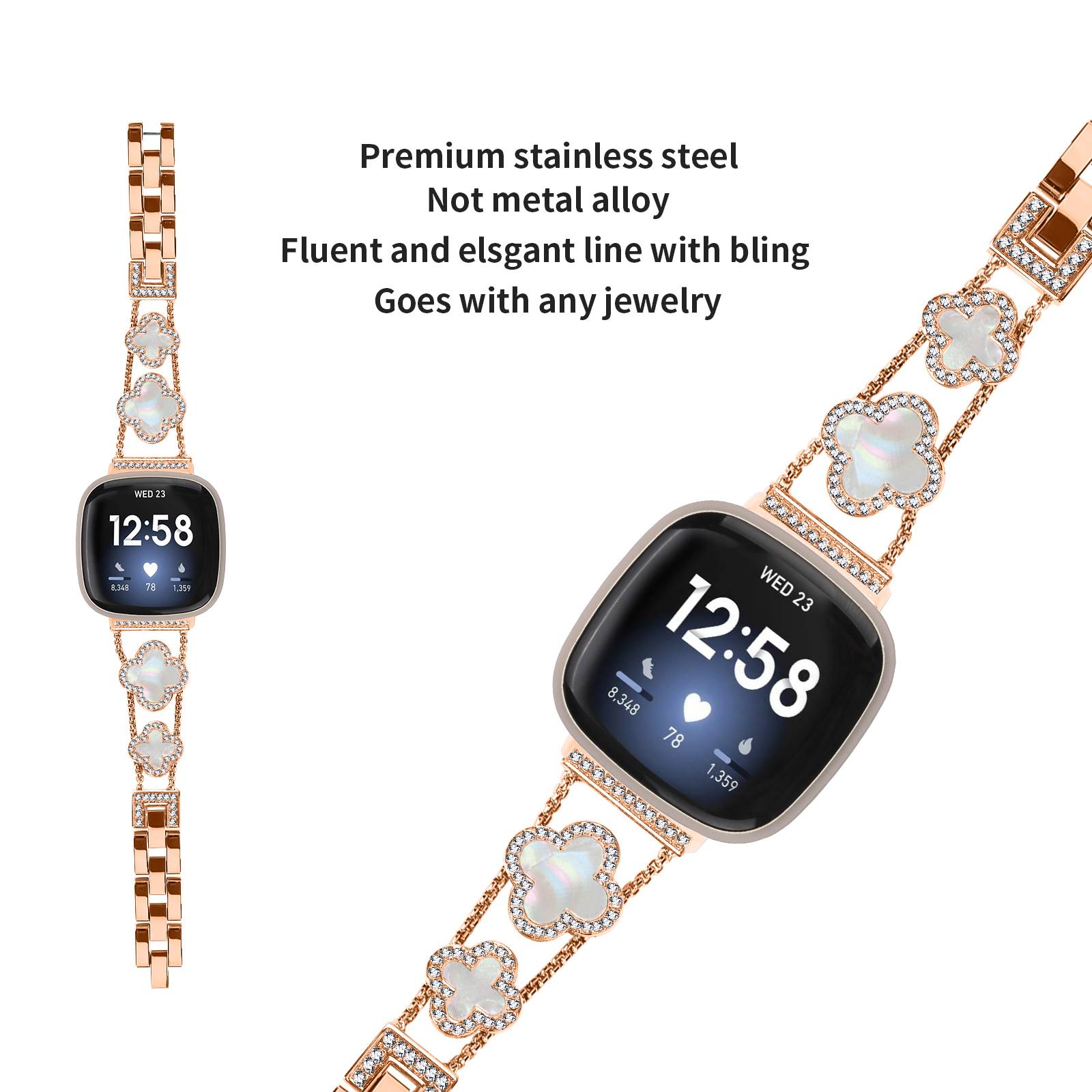 Cloverlink Armband für Fitbit Versa 3/4/Sense 2 PinkGold