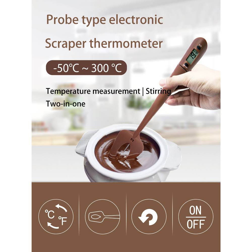 Digitaler Lebensmittelthermometer-Spatel zum Kochen und Backen Brown