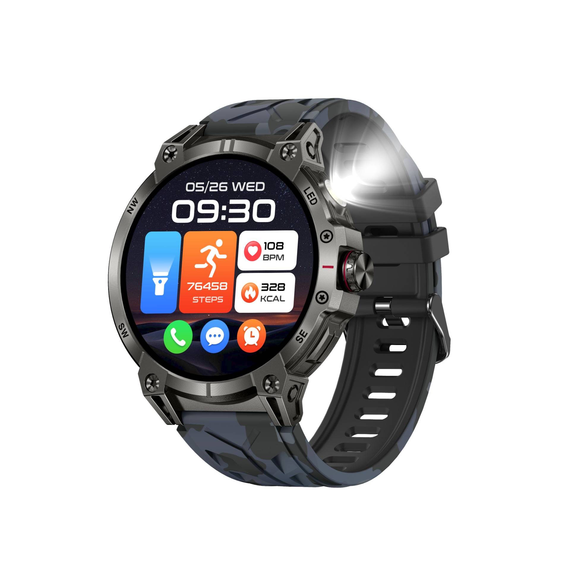 Multifunktionale Smartwatch mit Gesundheitsüberwachung und Bluetooth-Anrufen Blue