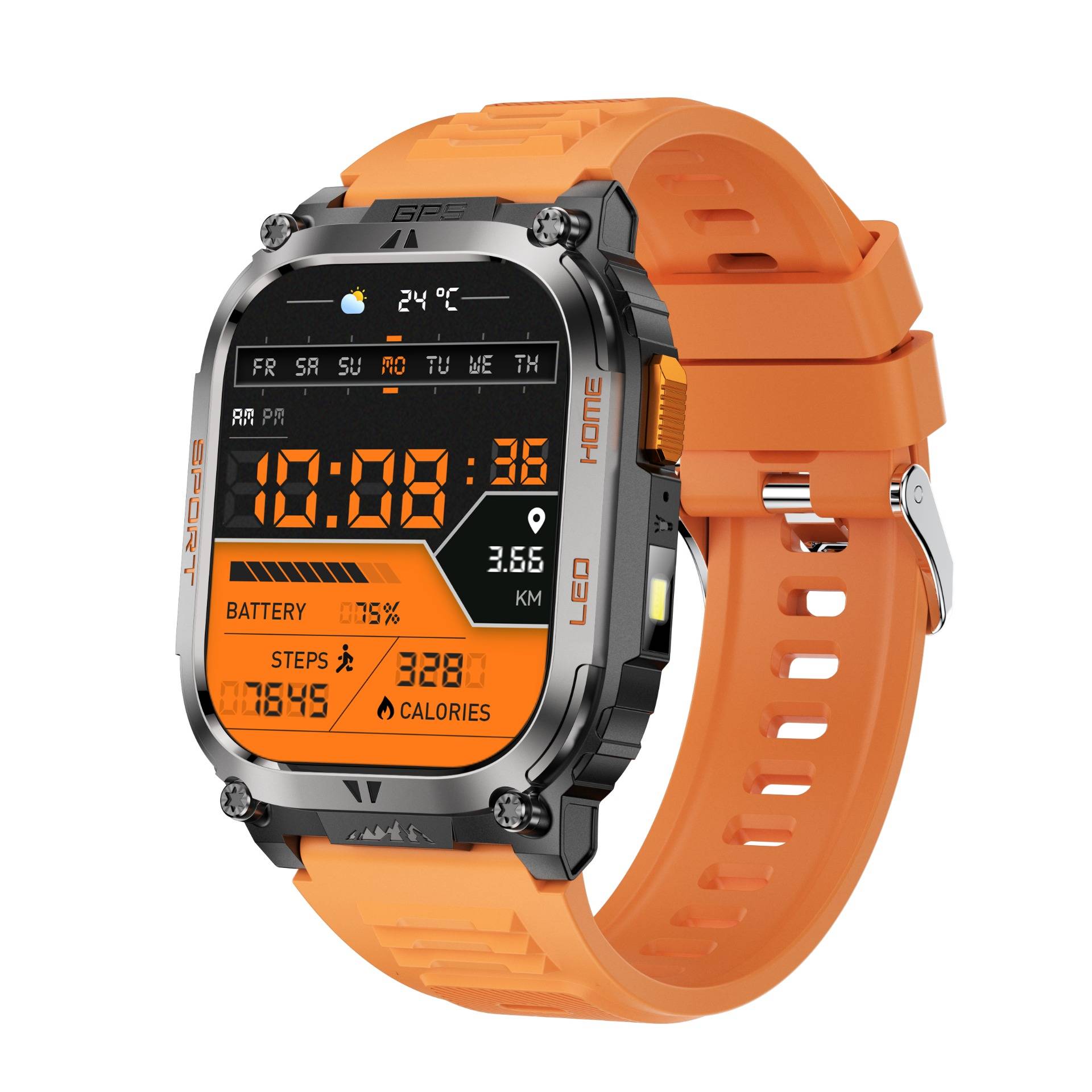GPS-Sport-Smartwatch mit Herzfrequenz- und Schlafüberwachung – 178 Sportmodi Orange