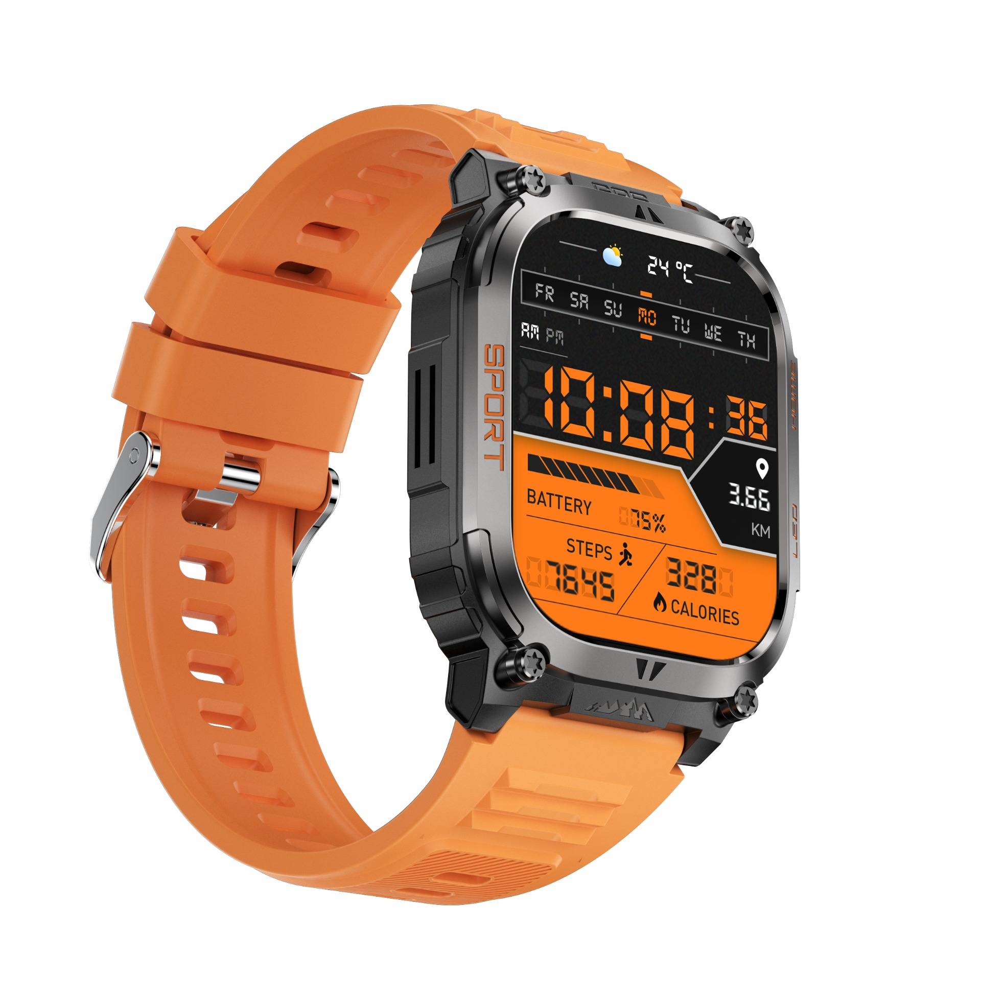 GPS-Sport-Smartwatch mit Herzfrequenz- und Schlafüberwachung – 178 Sportmodi Orange