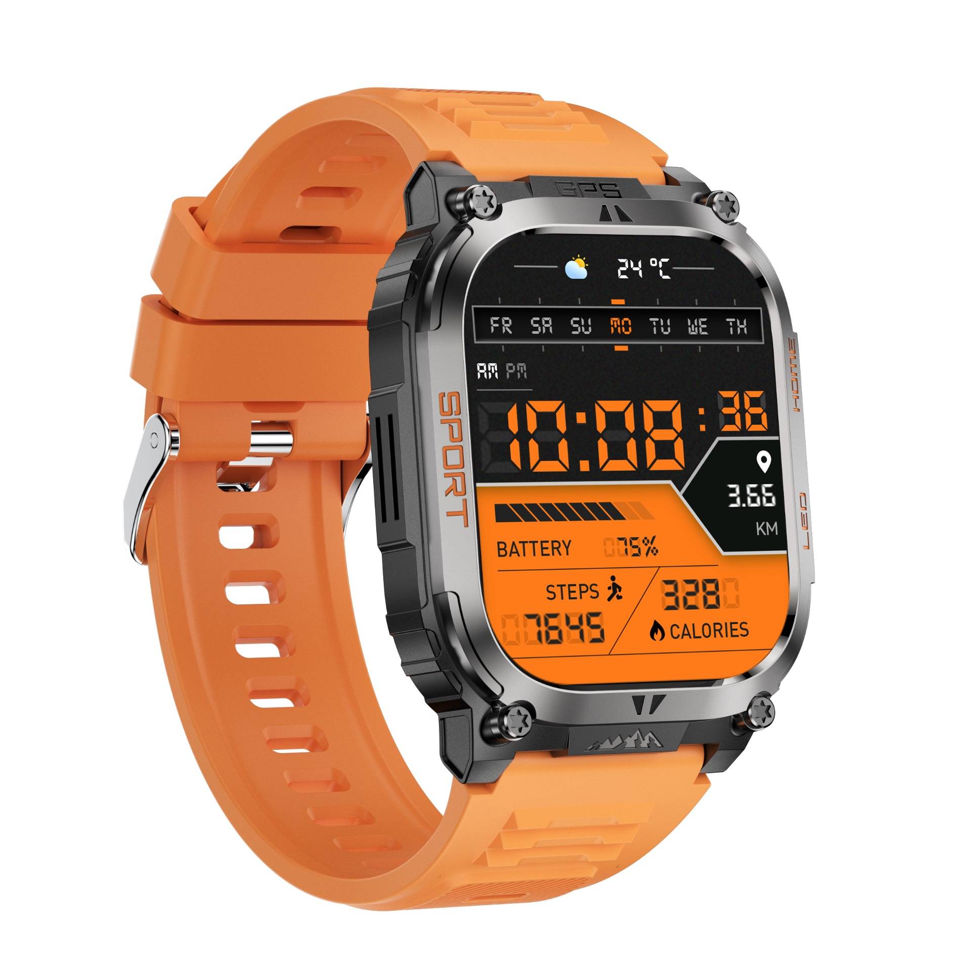GPS-Sport-Smartwatch mit Herzfrequenz- und Schlafüberwachung – 178 Sportmodi Orange