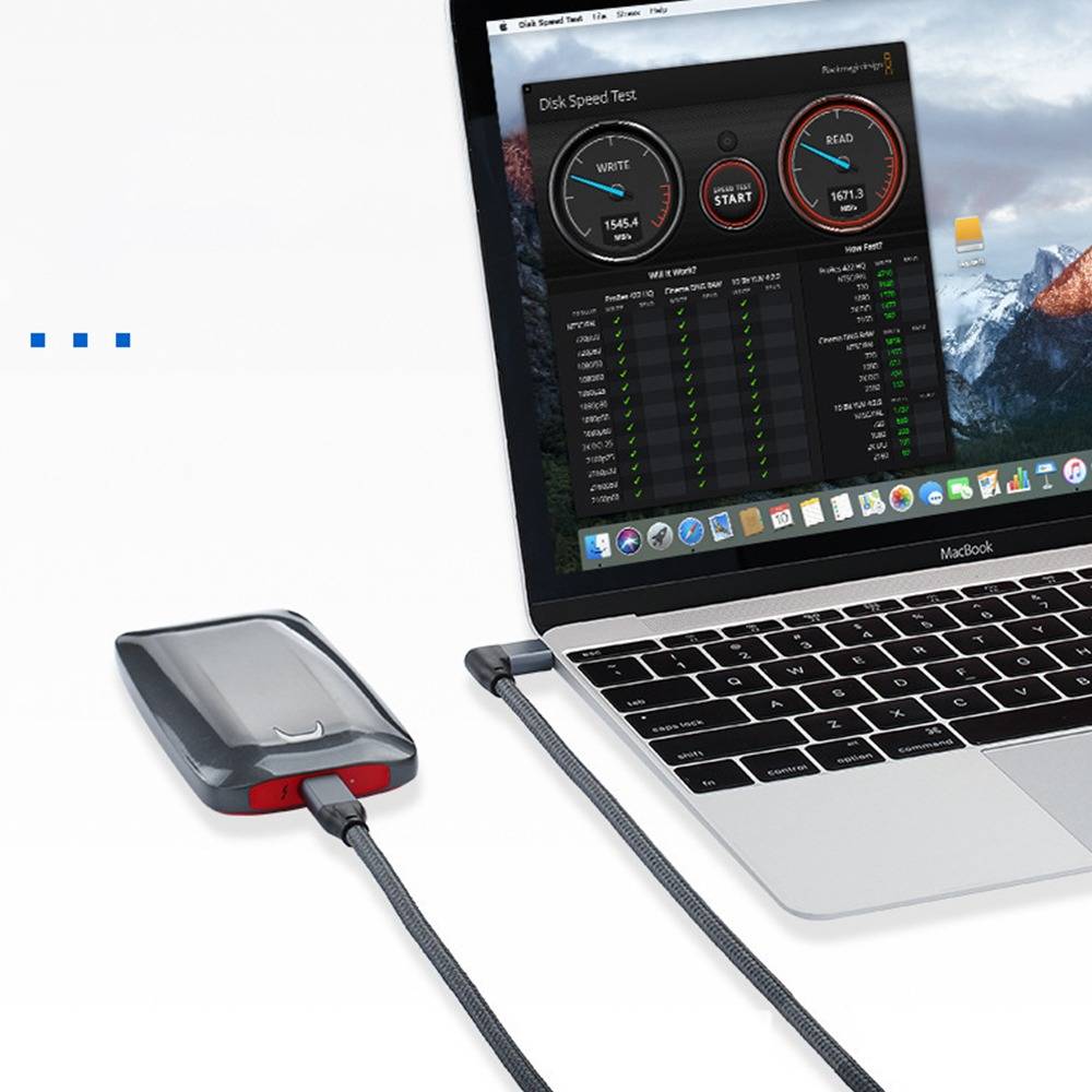 100W USB-C auf USB-C Kabel, 20Gbps, 4K Video, Winkelstecker 1,5m