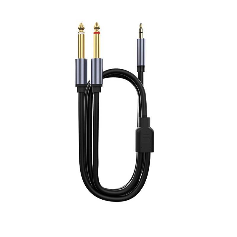 3,5 mm auf Dual 6,5 mm Audiokabel – Schiefergrau: Verbinden Sie Ihre Geräte mit erstklassiger Klangqualität 3 m