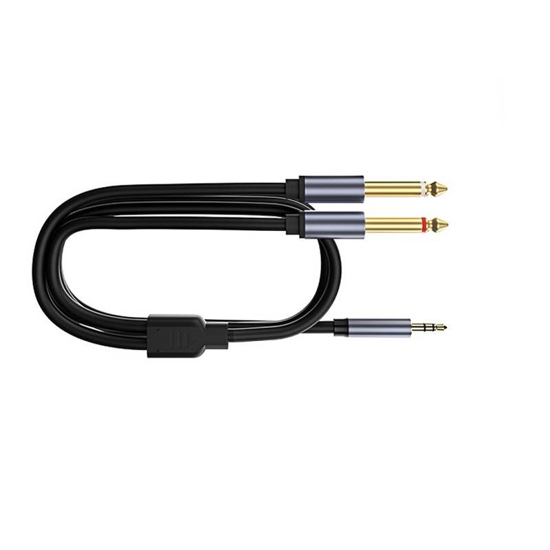 3,5 mm auf Dual 6,5 mm Audiokabel – Schiefergrau: Verbinden Sie Ihre Geräte mit erstklassiger Klangqualität 3 m