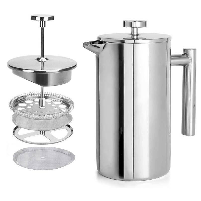 Edelstahl French Press Kaffeebereiter mit Filter - Manueller Kaffee- & Teebereiter 600 ml