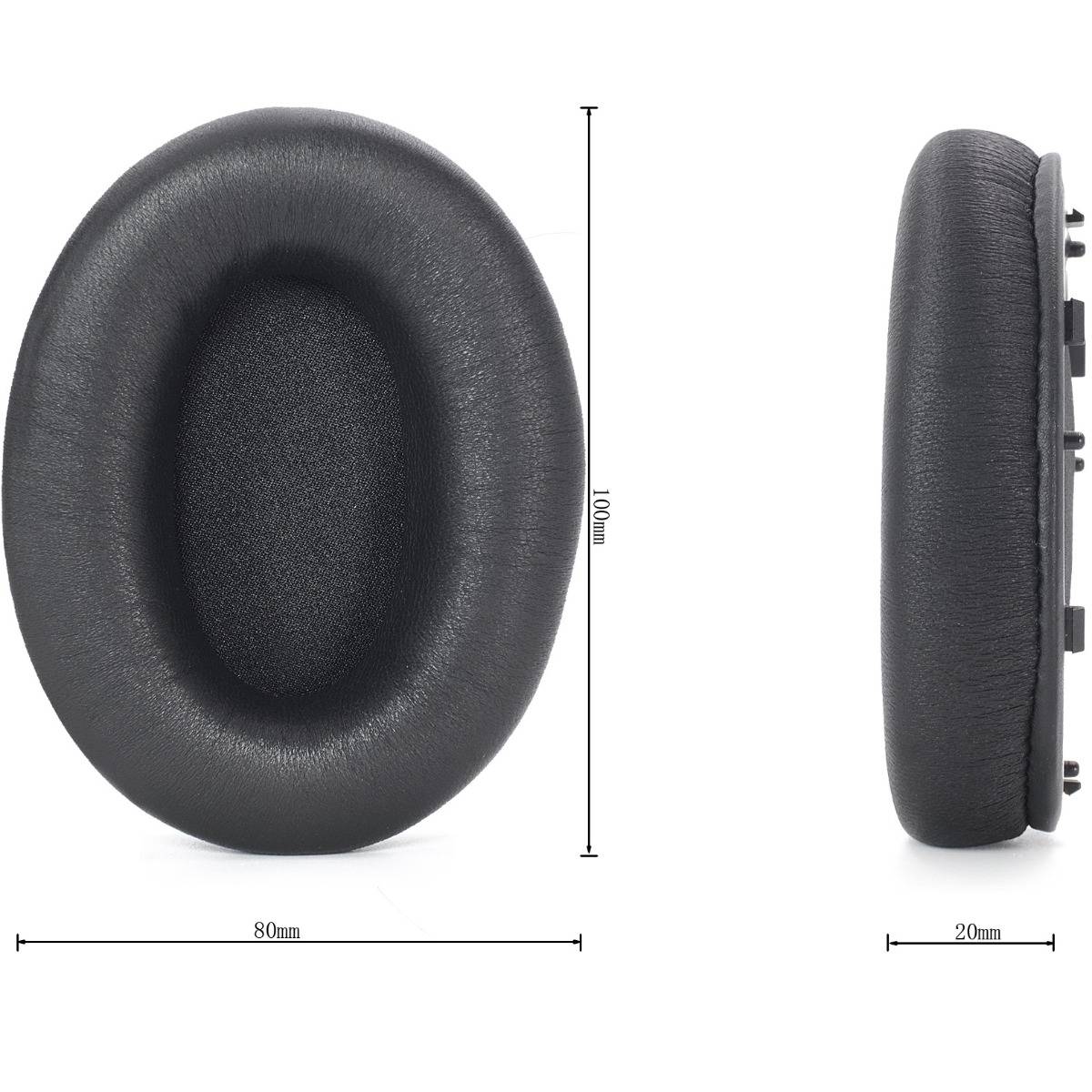 Schwarze Ersatz-Ohrpolster aus Lammleder kompatibel mit Sony WH-1000XM3 (WH1000XM3) - 2 Stück