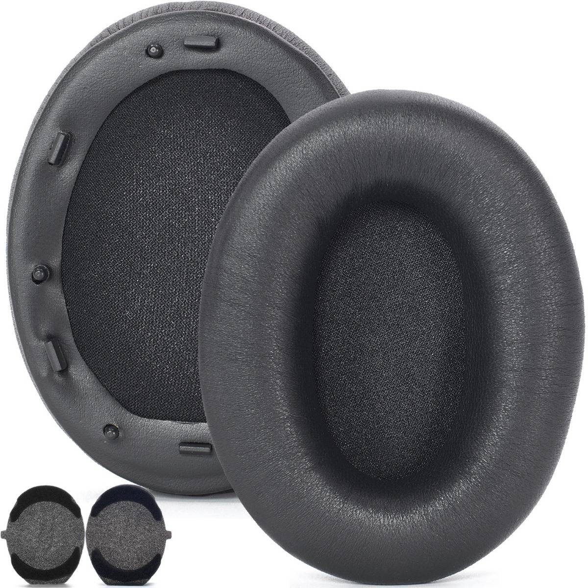Schwarze Ersatz-Ohrpolster aus Lammleder kompatibel mit Sony WH-1000XM3 (WH1000XM3) - 2 Stück