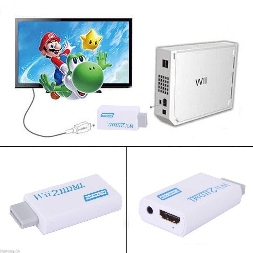 Wii zu HDMI Adapter, Wii auf HDMI 720/1080P Wandler mit 3,5 mm Audioausgang White