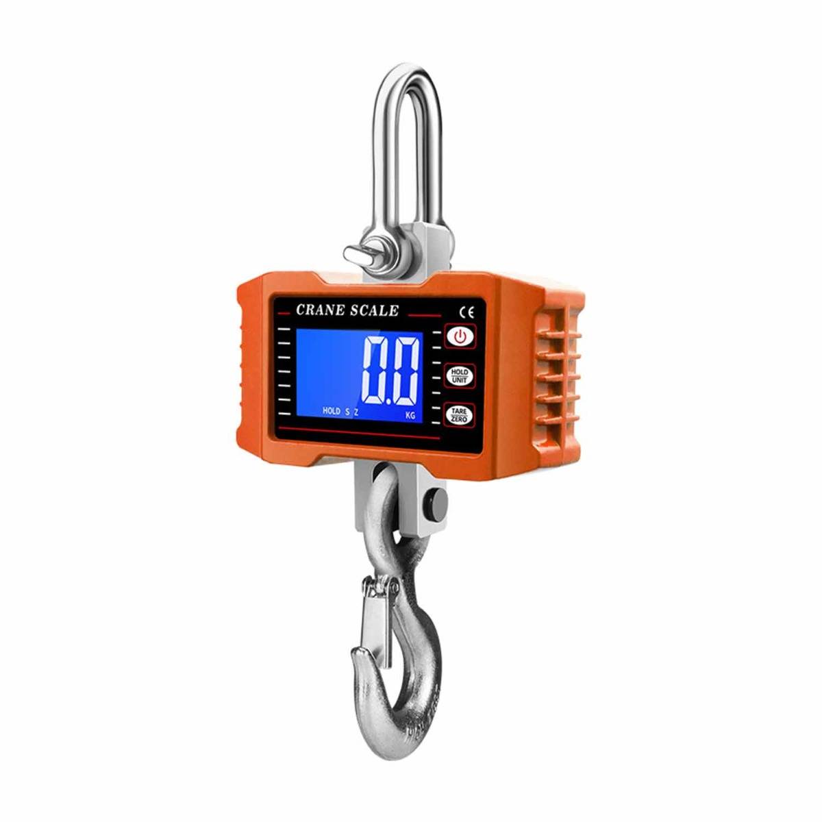 1000 kg Elektronische Hängewaage - Tragbare LCD-Kranwaage mit Batteriebetrieb Orange
