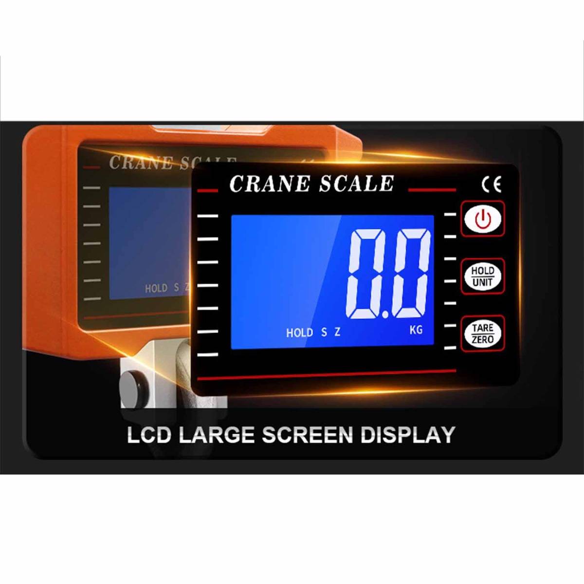 1000 kg Elektronische Hängewaage - Tragbare LCD-Kranwaage mit Batteriebetrieb Orange