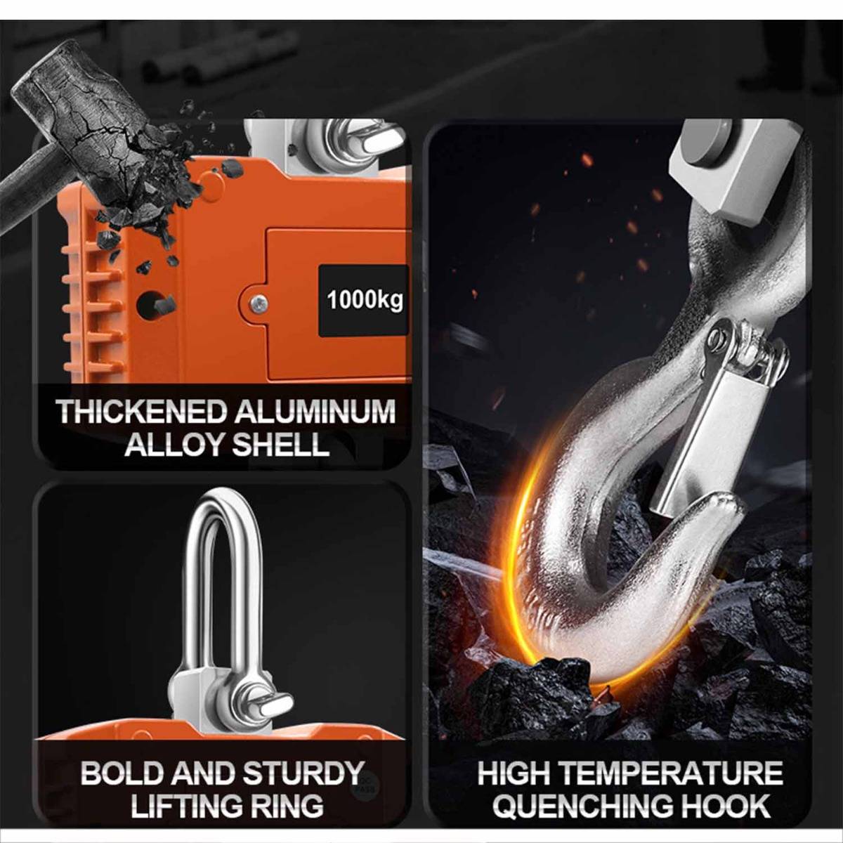 1500 kg elektronische Kranwaage mit LCD-Display – Batteriebetrieben Orange