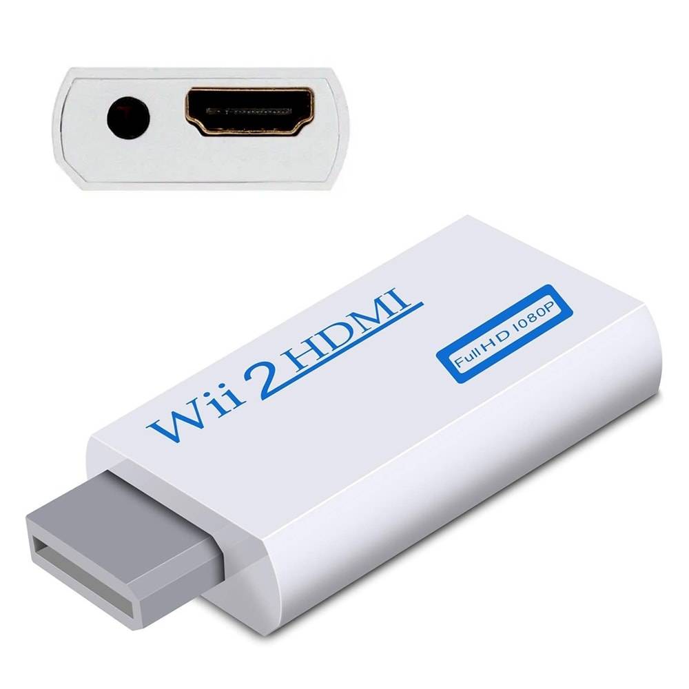 Wii zu HDMI Adapter mit 3,5mm Audioausgang, Wii zu HDMI Konverter für Monitor Beamer Fernseher White
