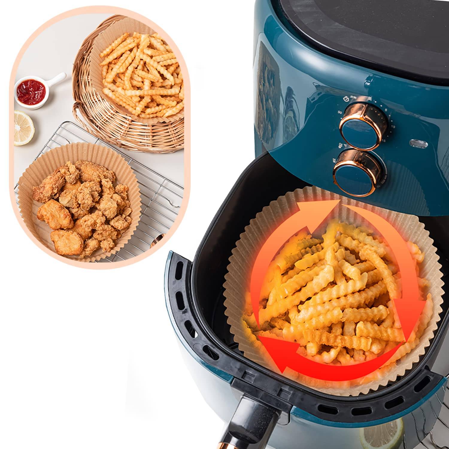 Air Fryer Einwegpapier für Fritteuse 50 Stück Braun
