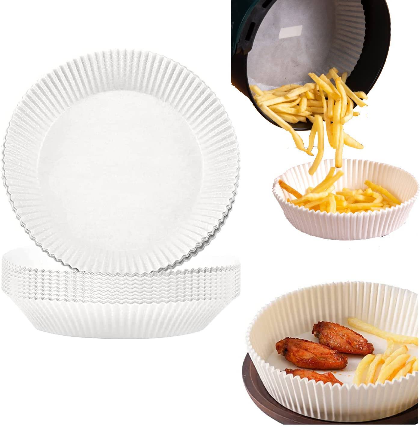Air Fryer Einwegpapier für Fritteuse Weiß 16 cm 50 Stk