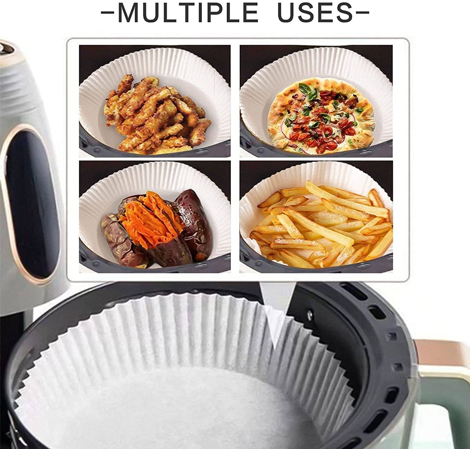 Air Fryer Einwegpapier für Fritteuse Weiß 16 cm 50 Stk