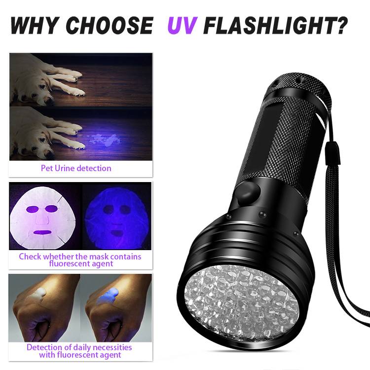 UV-Taschenlampe mit 51 LED-Perlen 395 nm wasserdicht