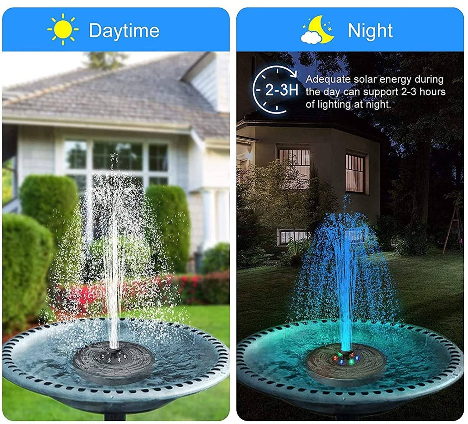Solar Springbrunnen 18 cm mit bunter LED-Beleuchtung
