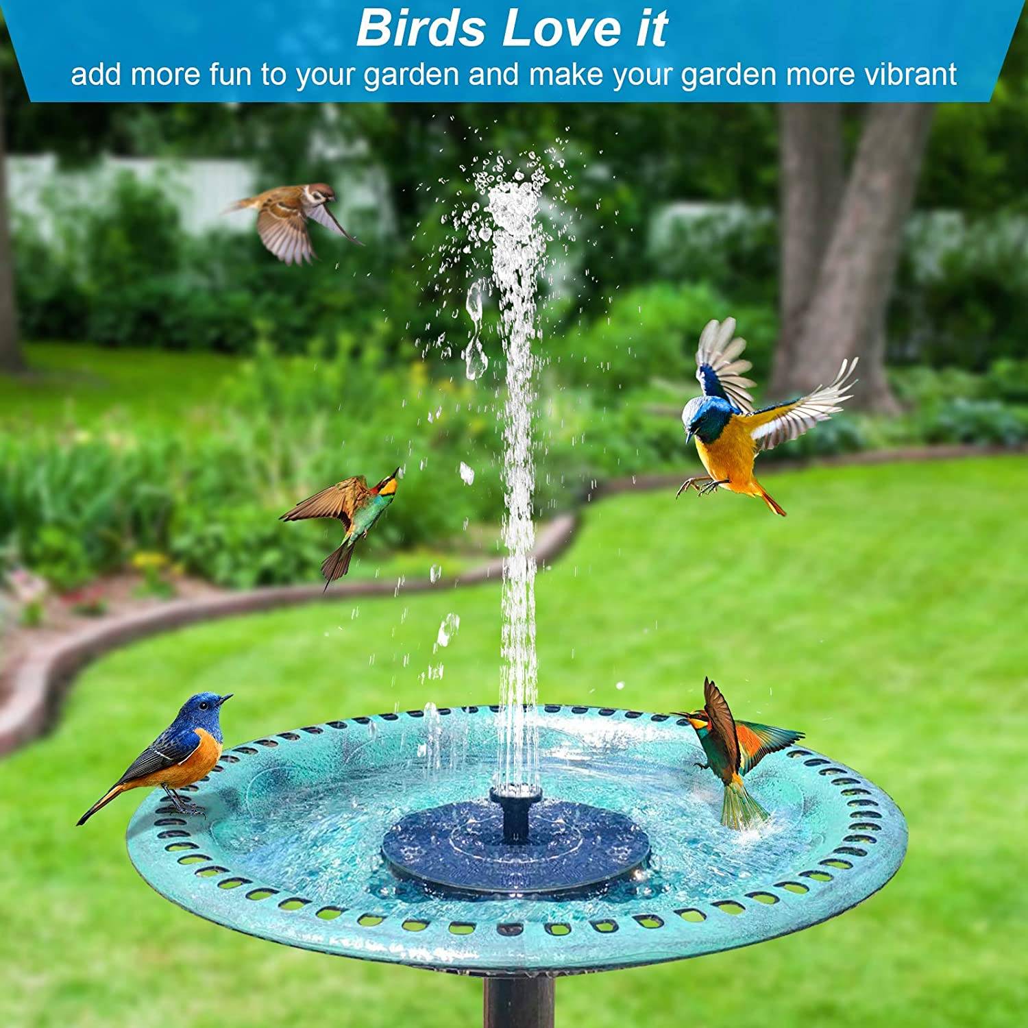 Solar Springbrunnen 18 cm mit bunter LED-Beleuchtung