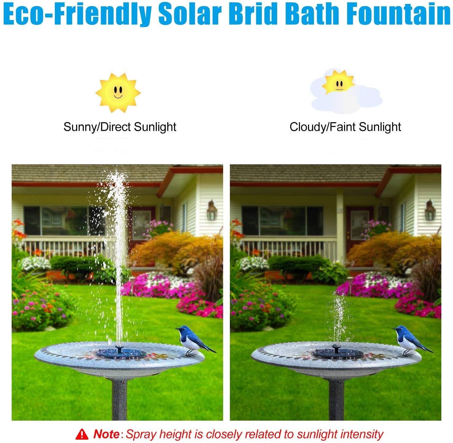 Solar Springbrunnen 18 cm mit weißer LED-Beleuchtung