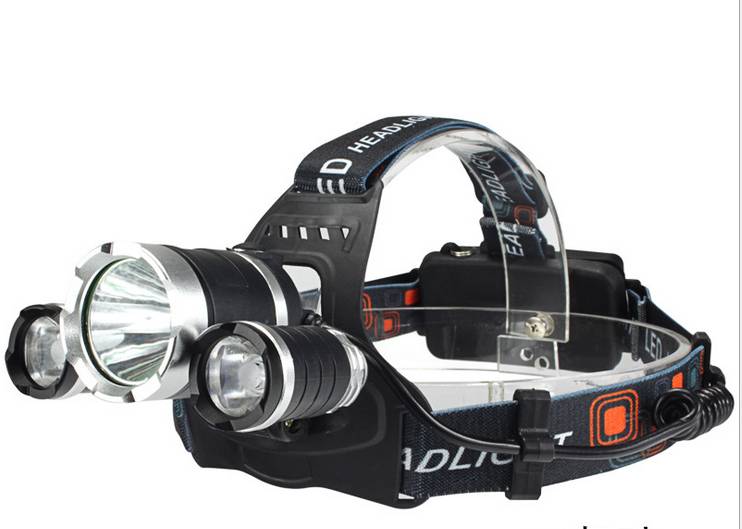 Wasserdichte Stirnlampe mit 3 LED / aufladbarer Akku
