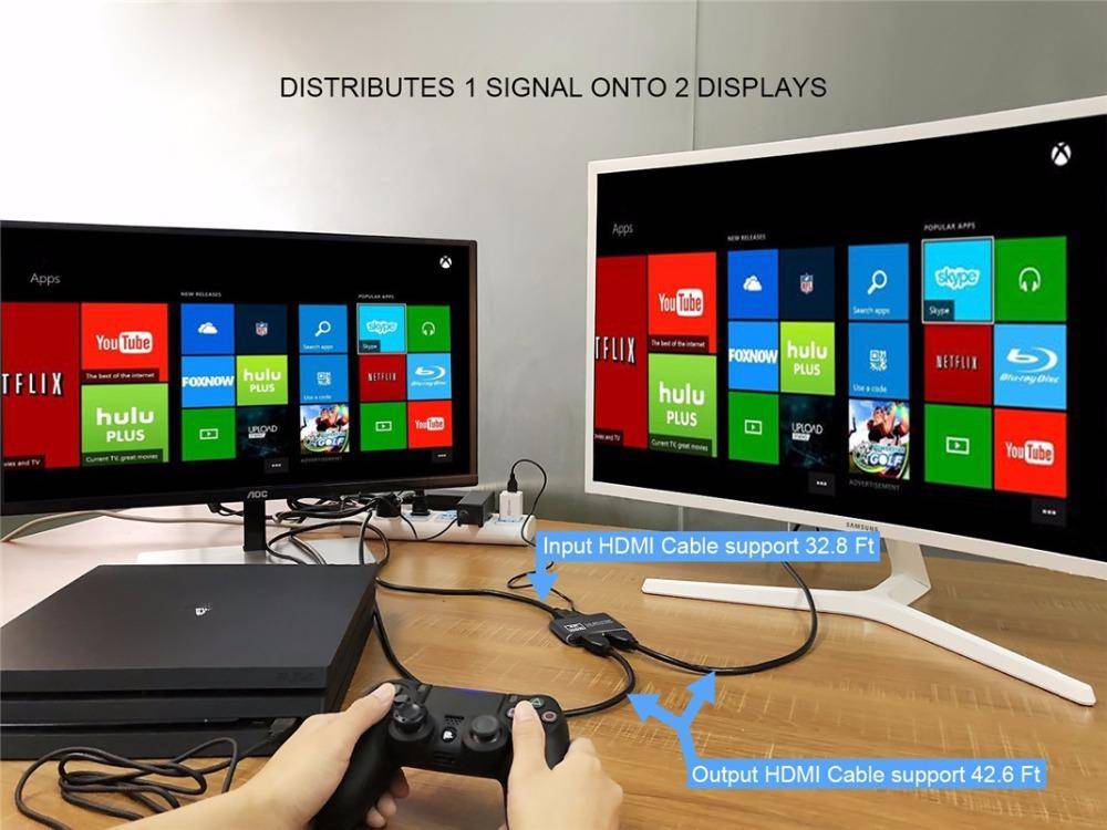 HDMI-Splitter 1x2, HDMI Verstärker, Verlängerung, 3D 1080P 10 m 4K 5 m