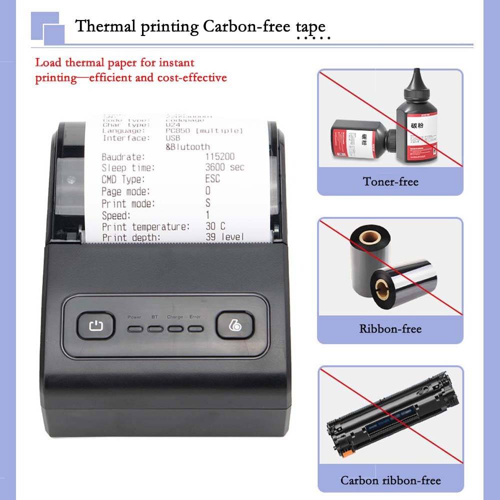 58mm Thermobondrucker USB + Bluetooth - Tragbare POS-Drucklösung Black