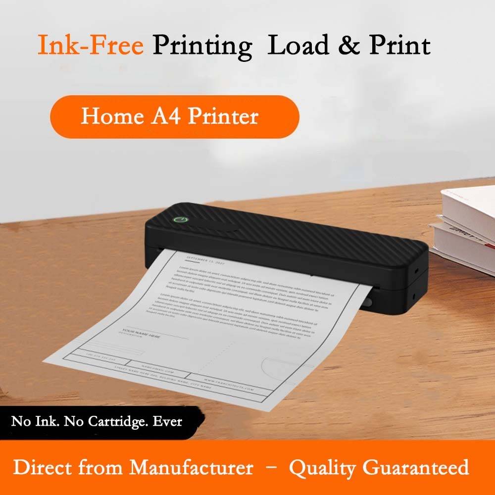 A4 Tintenloser Thermodrucker - 8-Zoll Portabler Farbthermodrucker White