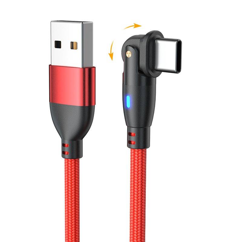 2er-Pack USB auf Typ-C 180° drehbares Ladekabel - Schnellladen & Datenübertragung Red 3 m