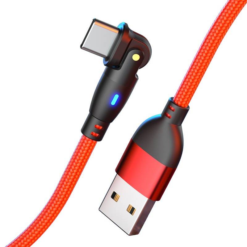 2er-Pack USB auf Typ-C 180° drehbares Ladekabel - Schnellladen &amp; Datenübertragung Red 3 m