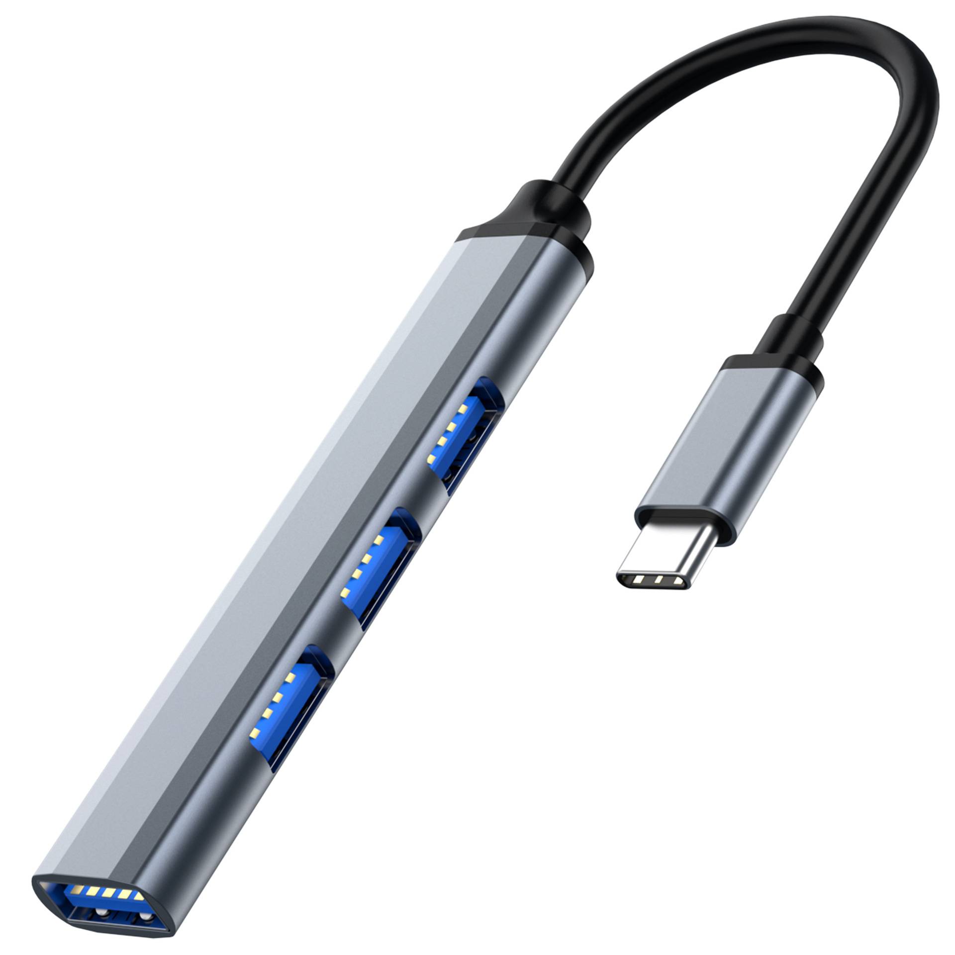 USB-Hub für USB-C mit 4 USB-Anschlüssen 5 Gbit/s Aluminium