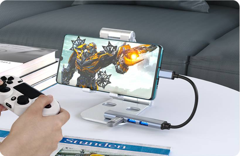 USB-Hub für USB-C mit 4 USB-Anschlüssen 5 Gbit/s Aluminium